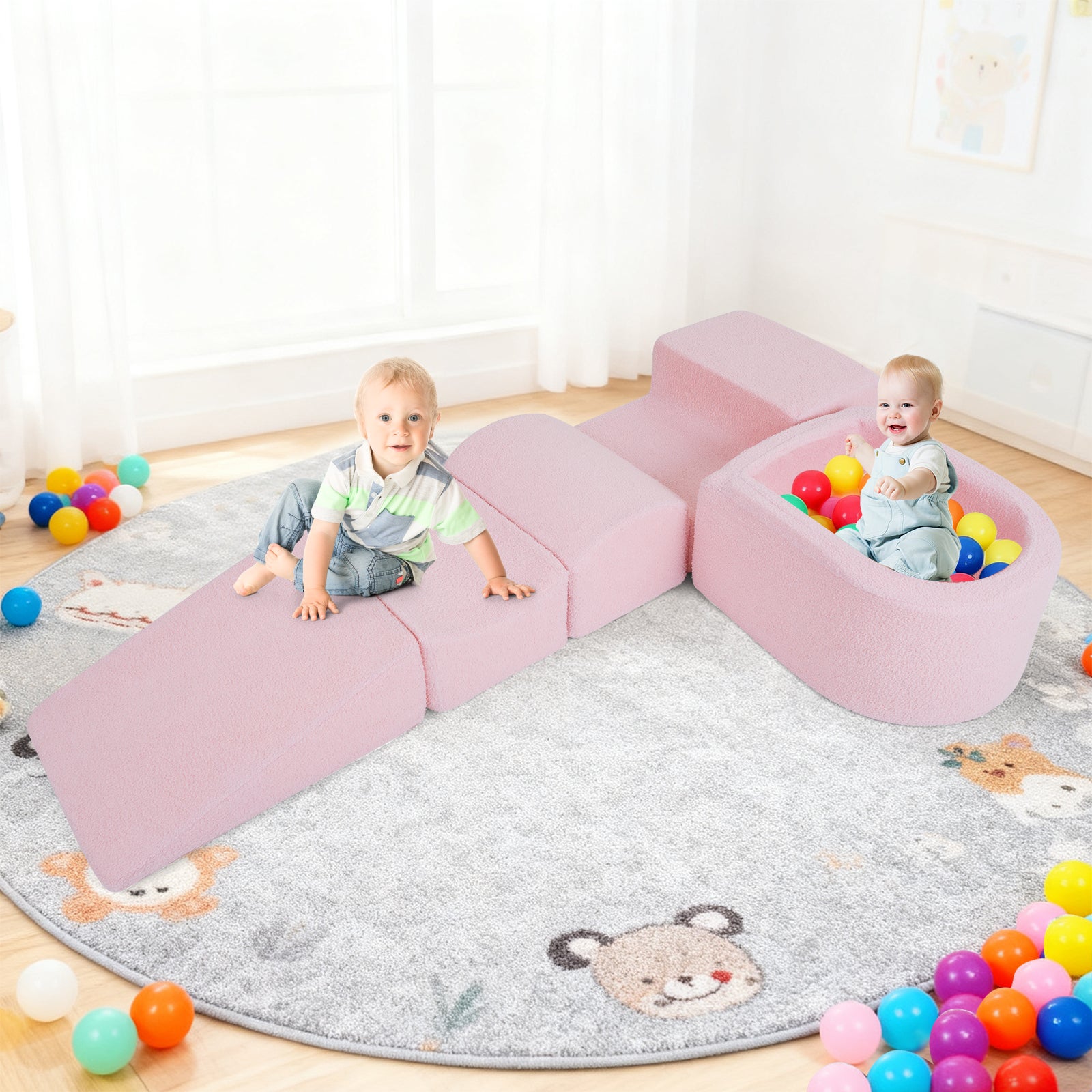 AIYAPLAY 15 Pièces Parcours Motricité Bébé Mousse Avec Piscine à Balles - Housses Lavables - Soft Play Climber - Dès 3 Ans - Multicolore - Certification EN71