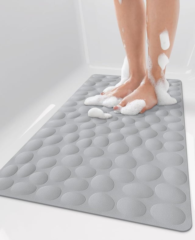 Tapis de salle de bain antidérapant avec ventouse puissante, tapis de sol de salle de bain doux et antidérapant, lavable en machine