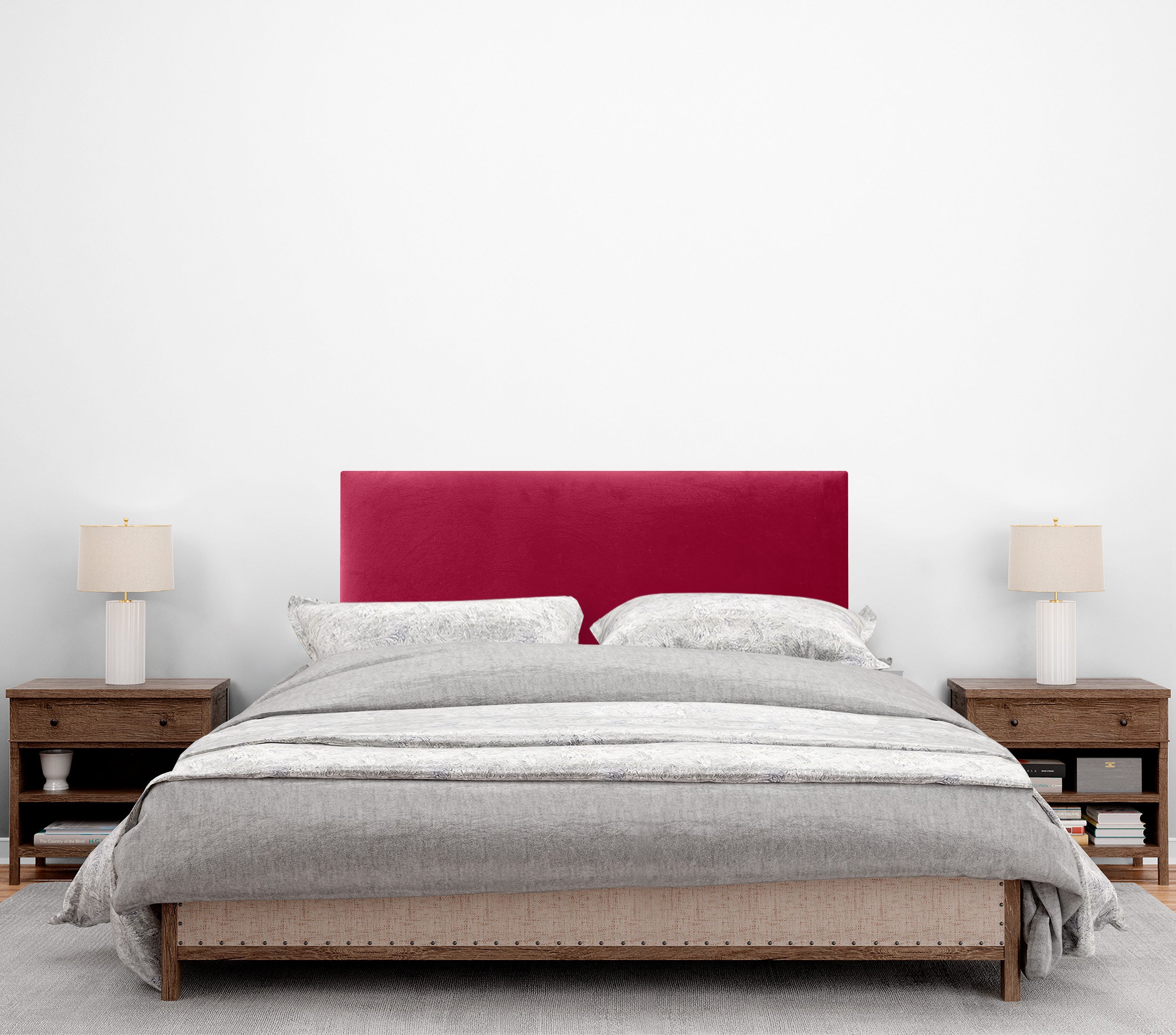 DHOME Testiera in Velluto Liscio con Gambe Camera da letto Imbottita con Testiera Imbottita Moderna di Fascia Alta (Rosso, 105x105cm) - 2