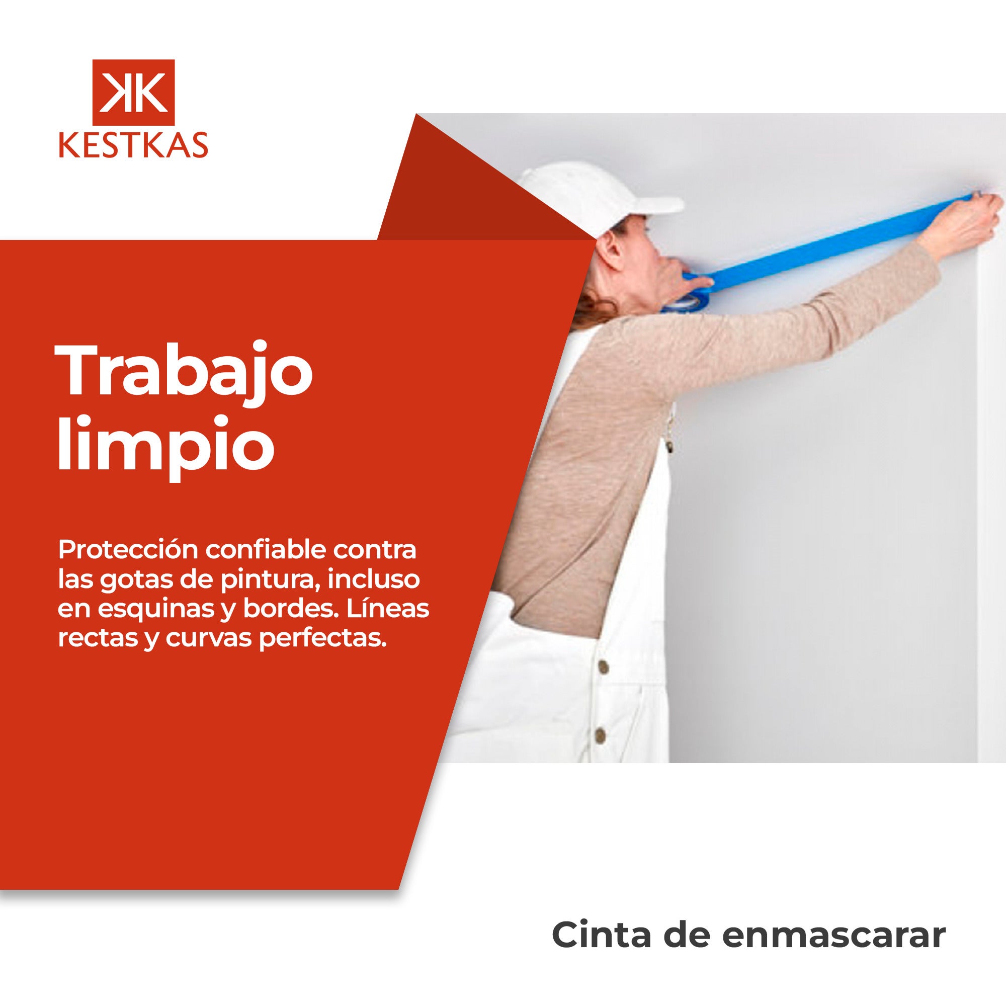 Cinta de Carrocero 25m x 25mm 6 colores KESTKAS - Cinta de Pintor - Cinta para Pintar Removible sin Residuos - 6