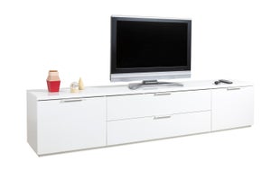 Composad Mobile TV MUNDI 240 Cm - 2 Ante E 2 Ribalte, Rovere Oak Mielato E Bianco, Made In Italy
