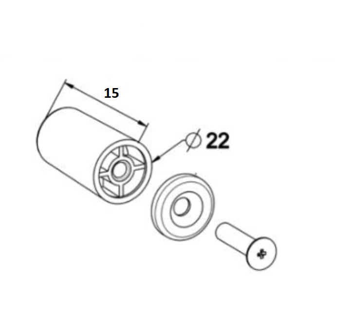 Butee Ronde Pour Lame Finale Lg15 Mm Blanche Avec Rondelle Et Vis Lg20 - 2