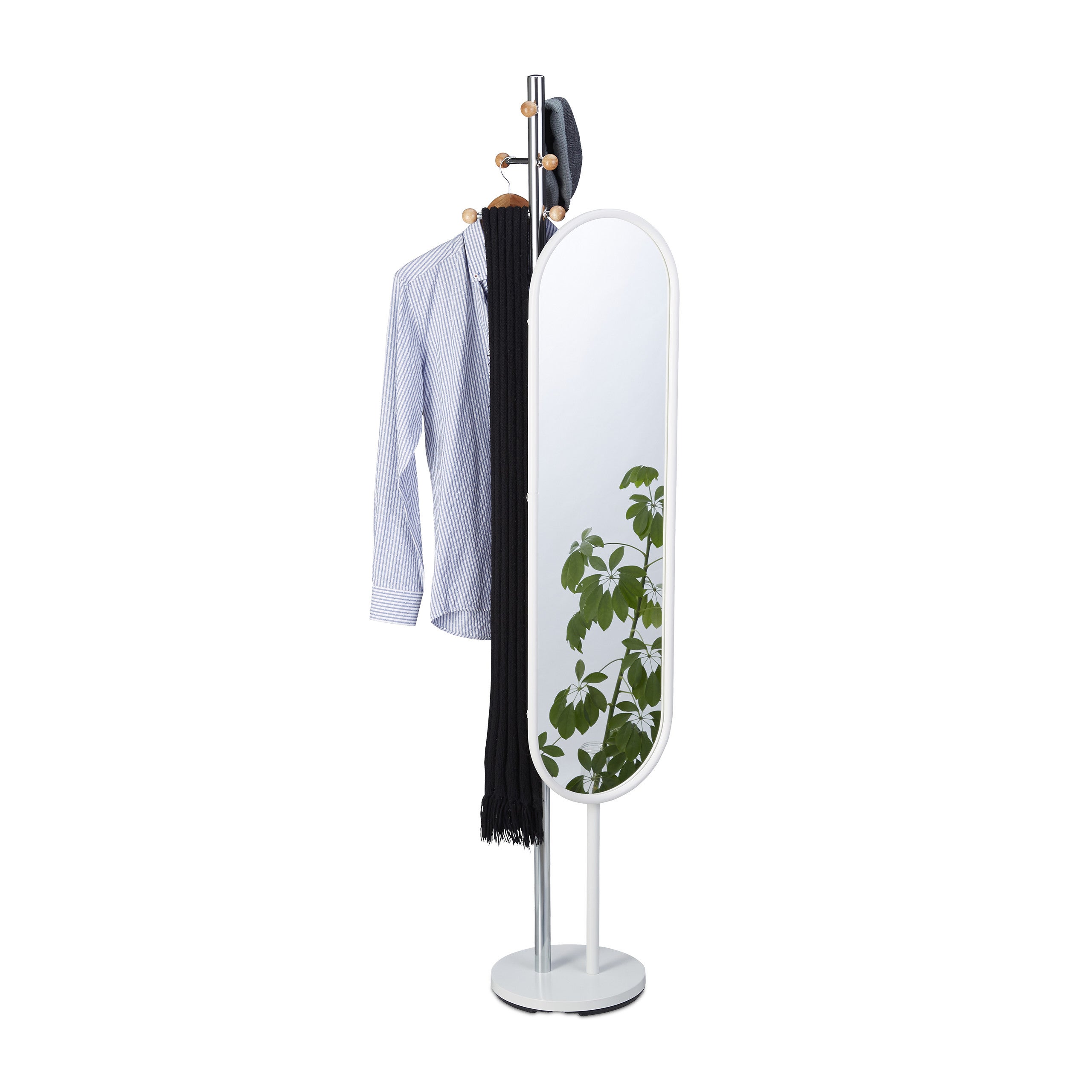 Relaxdays Appendiabiti Ingresso Con Specchio, Panca E Cassetto - Stile Rustico Bianco - 186x81x44,5 Cm - In MDF, Vetro E Metallo