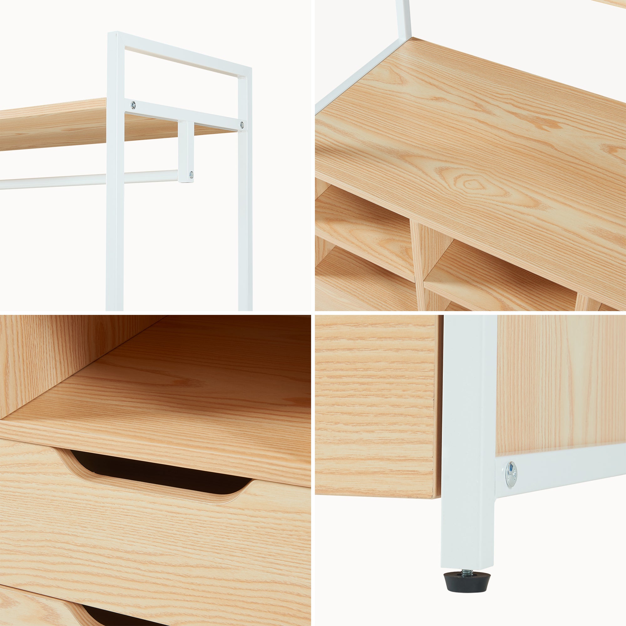 Organizzatore Guardaroba Larem Mobile Porta Abiti con Scomparti - Bianco / Effetto Rovere [en.casa] - 9