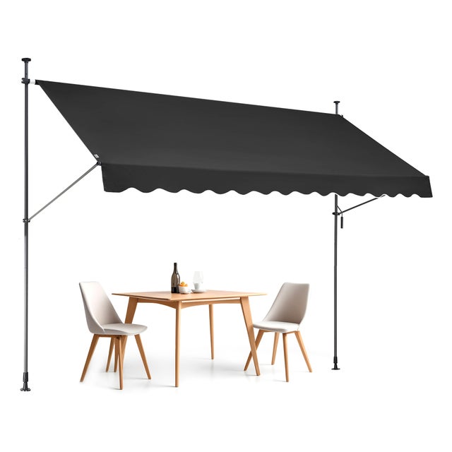 Auvent Terrasse Rétractable 350x120 cm,VEVOR Store Banne Manuel avec Manivelle,Hauteur Réglable 218-310 cm,Abri Pare-Soleil Balcon,Noir