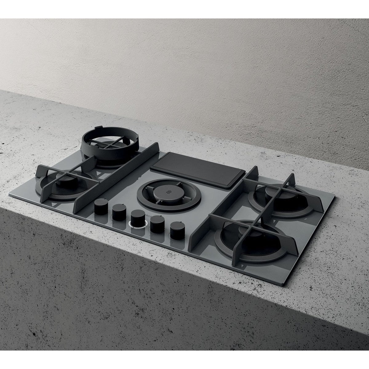 Elica NIKOLATESLA FLAME GR/A/83 88cm Piano Cottura da Incasso a Gas con 4 Zone - Vetro Grigio/Ghisa | Acquisti Online su