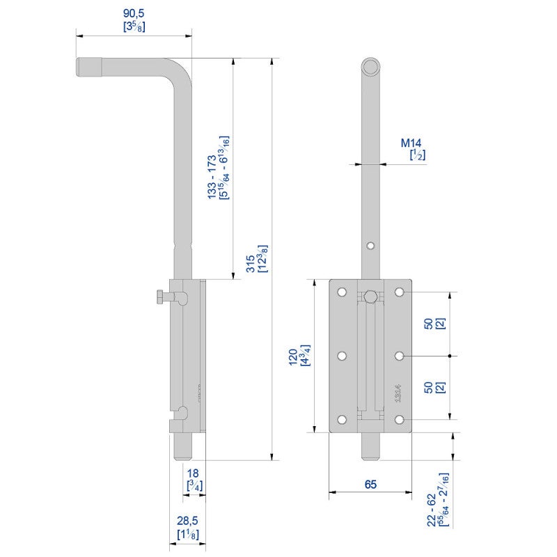 Verrou renforcé avec platine à visser Ø14 mm - 2