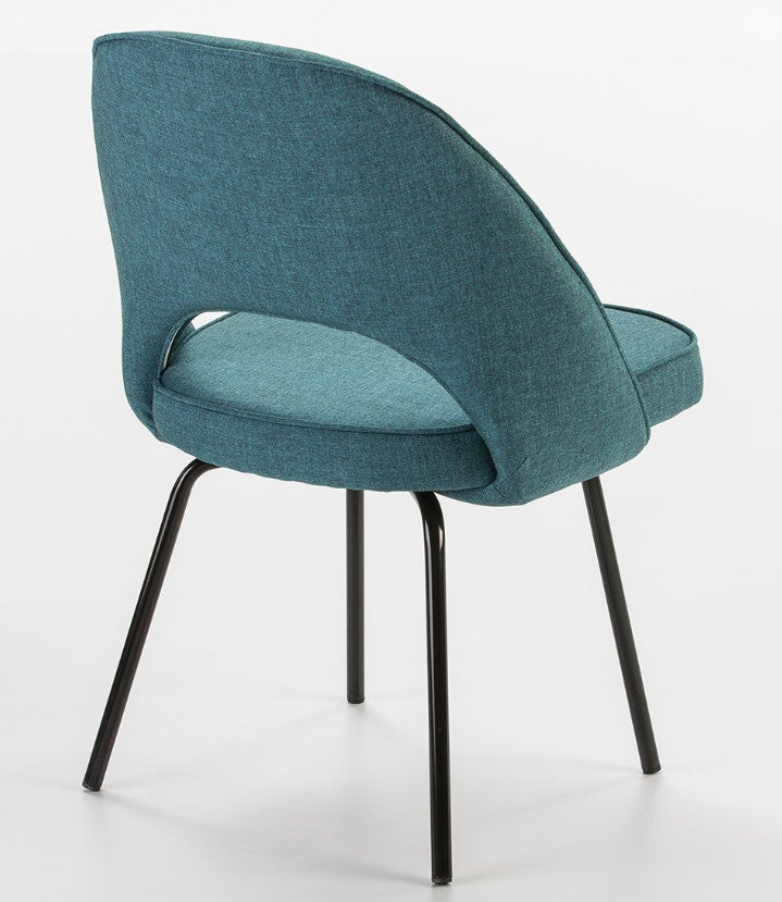 Chaise tissu bleu et pieds métal noir Rudy - 3