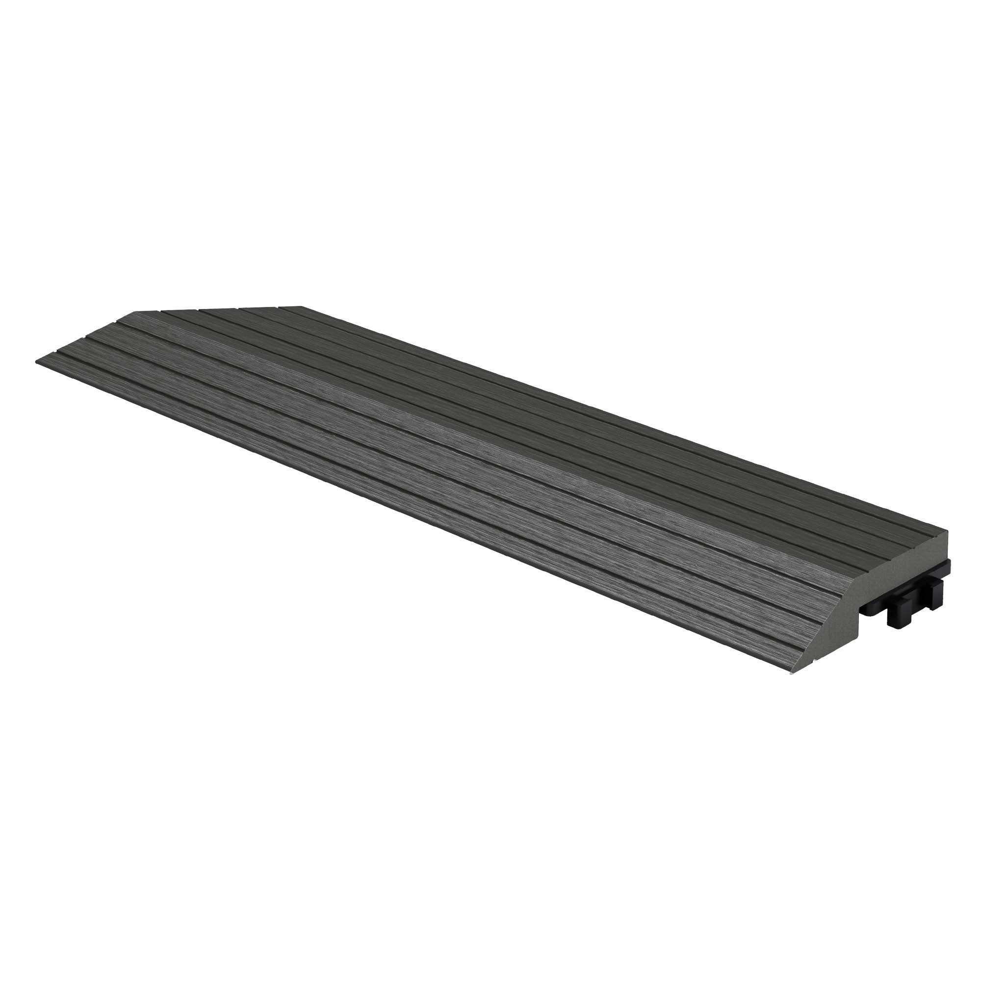 ML-Design listwa narożna lewa wpc antracytowy 38x2x7,5 cm profil drewnopodobny ryflowany z odpływem wzmocniona baza system klik obróbka krawędzi