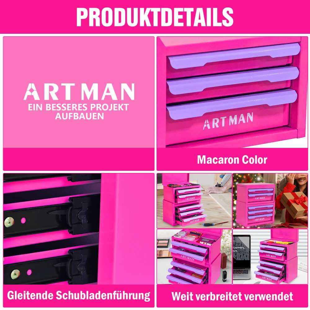 Boîte de rangement empilable 5 tiroirs – Organisateur maquillage multifonction en métal, étanche, design élégant - 3