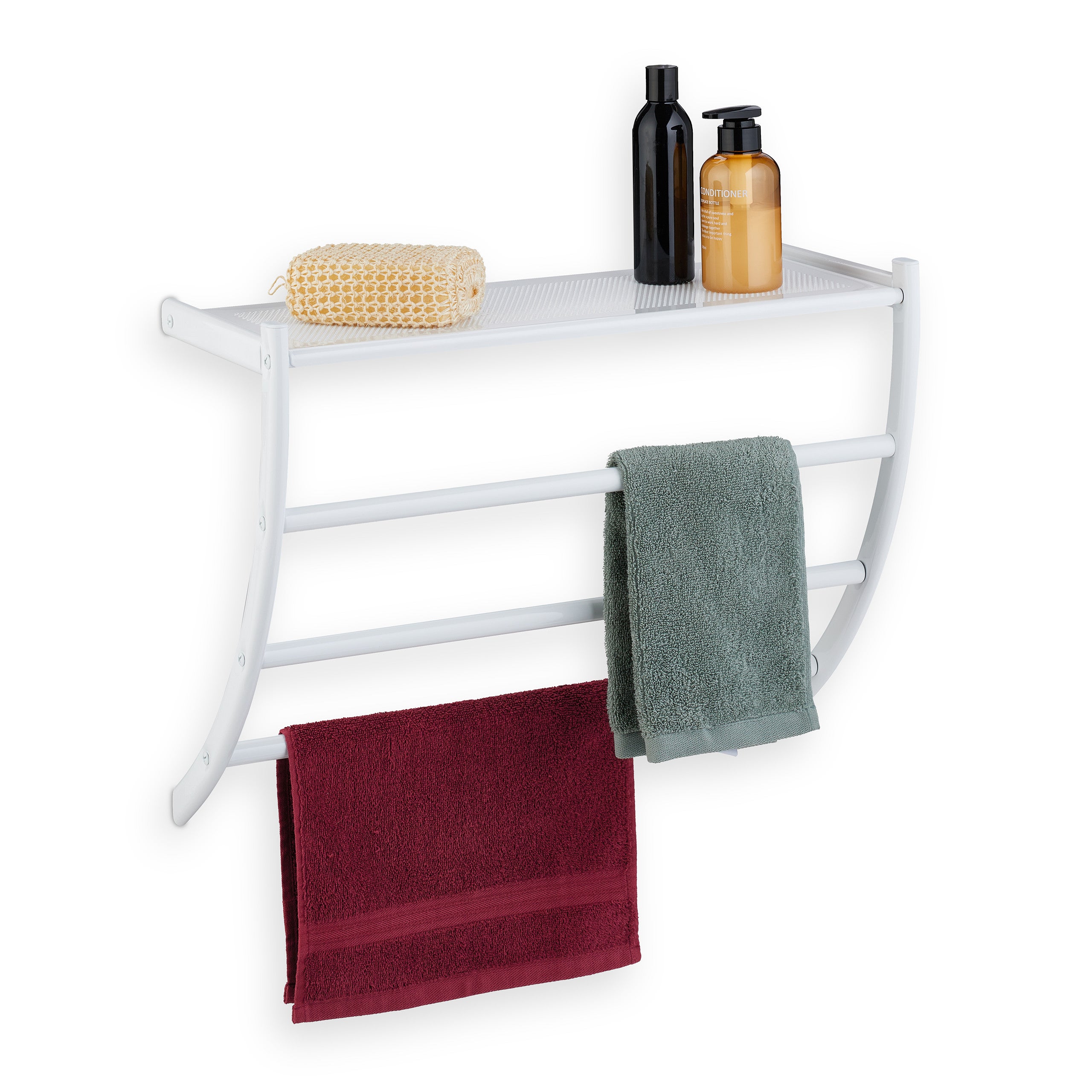 Relaxdays Toallero para Pared 44 x 56,5 x 23 cm, con Balda y