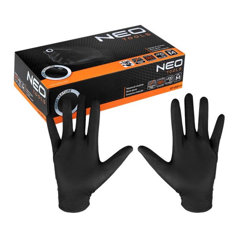 Lot De 100 Gants En Nitrile Noir Extra Résistants 6g - Taille L - Neuf Sous Film