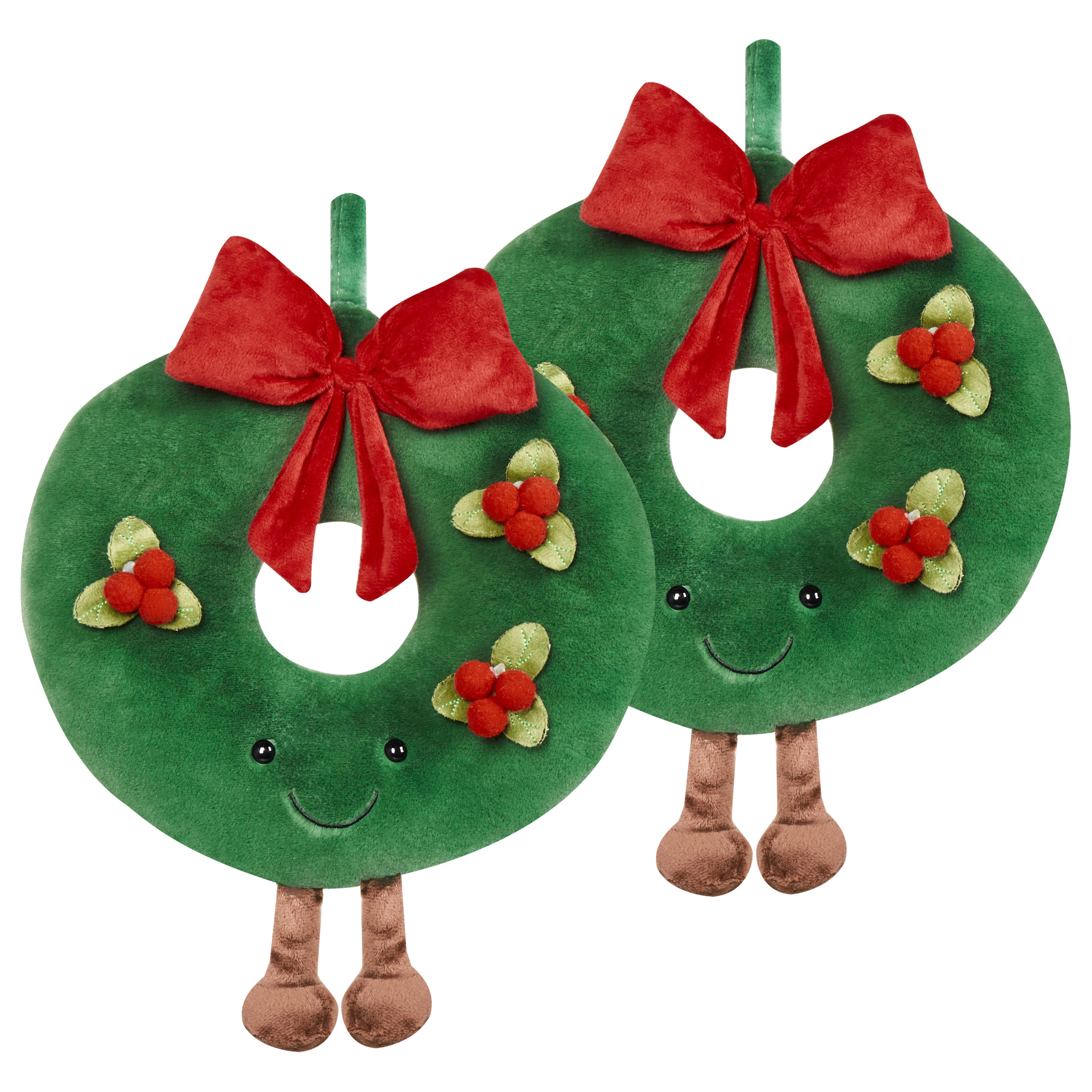 Beliani Conjunto de cojines verdes motivo navideño ⌀ 45 cm