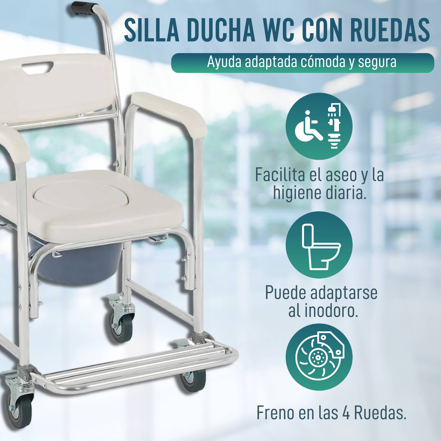 Silla Ducha WC con Pies Abatibles Ortoprime - 5