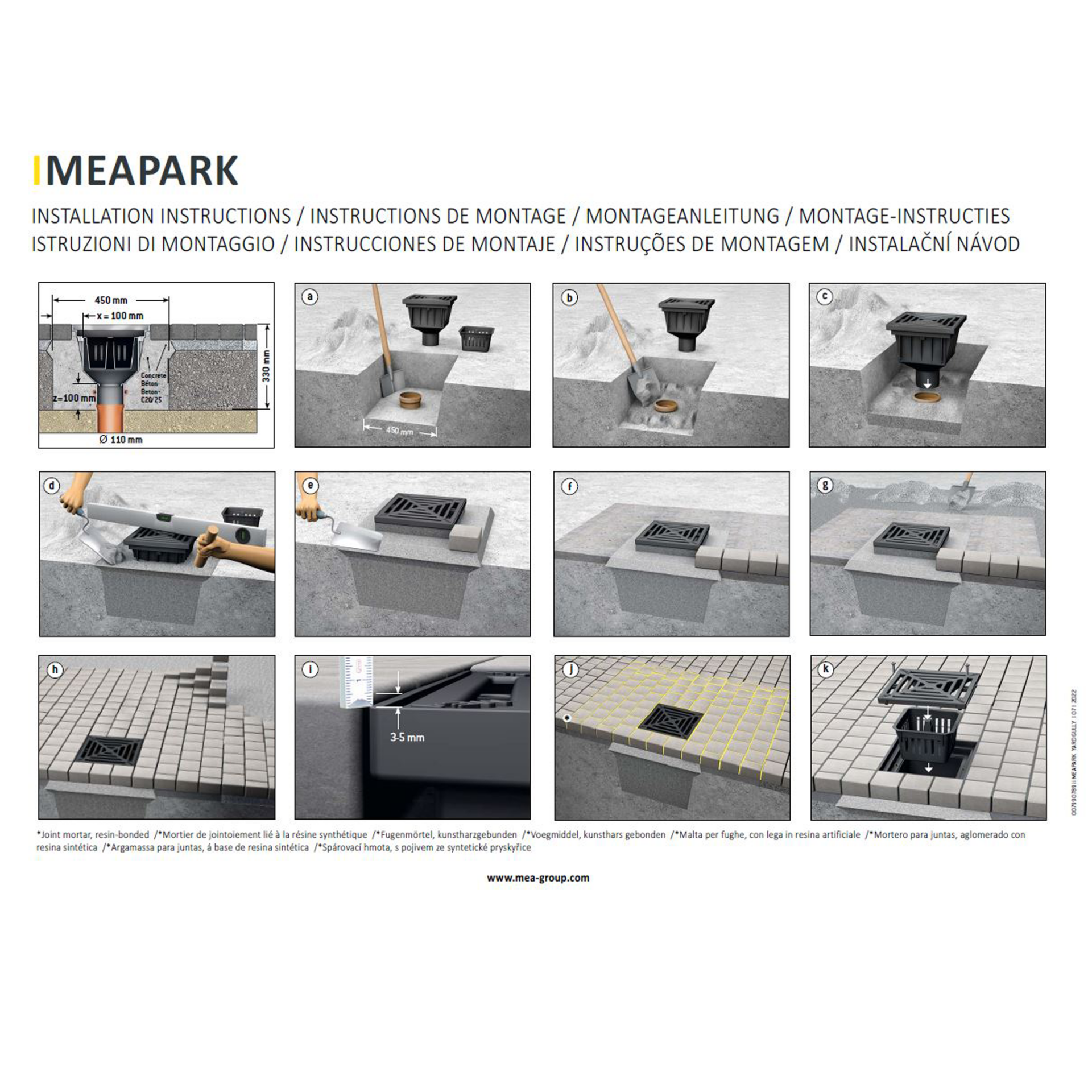 Pièce De Visite Pour Caniveau MEAPARK Grille à Fente - Accès Entretien Acier Galvanisé Largeur 10cm