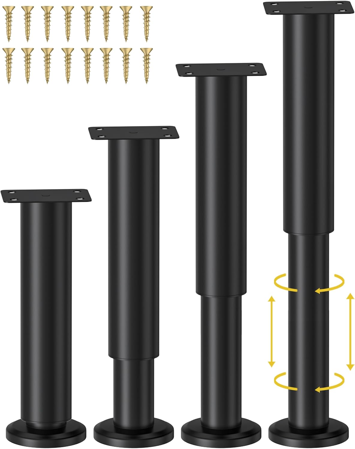 regulowane na wysokość nóżki do łóżka, elementy wspierające ramę łóżka/środkowe listwy łóżka, regulowane nóżki do mebli (około 18 do 31,0 cm)