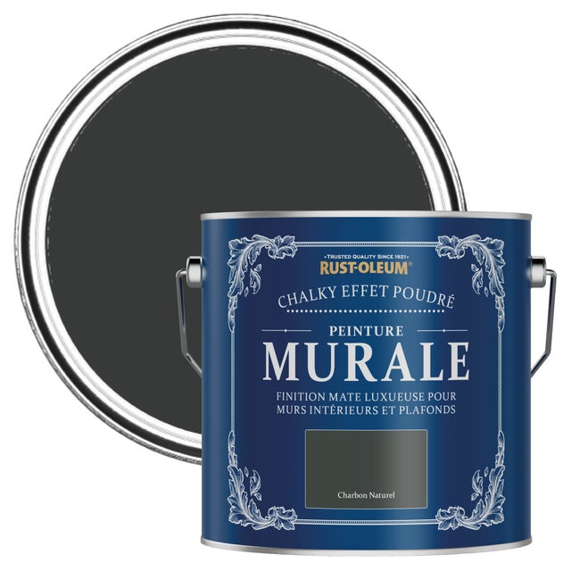 Rust-Oleum Peinture Noire Murale Mate Chalky - Charbon Naturel 2,5 L