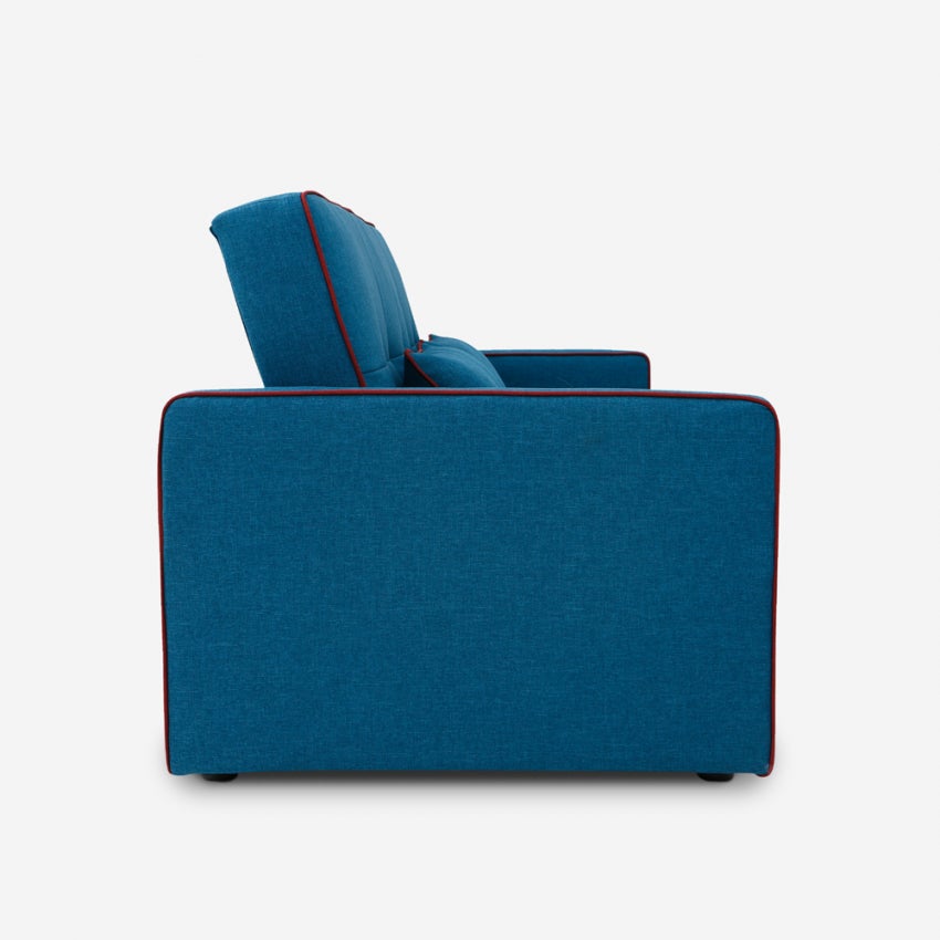 Divano letto 2 posti classico matrimoniale in tessuto con contenitore Zalto - Blu - 4