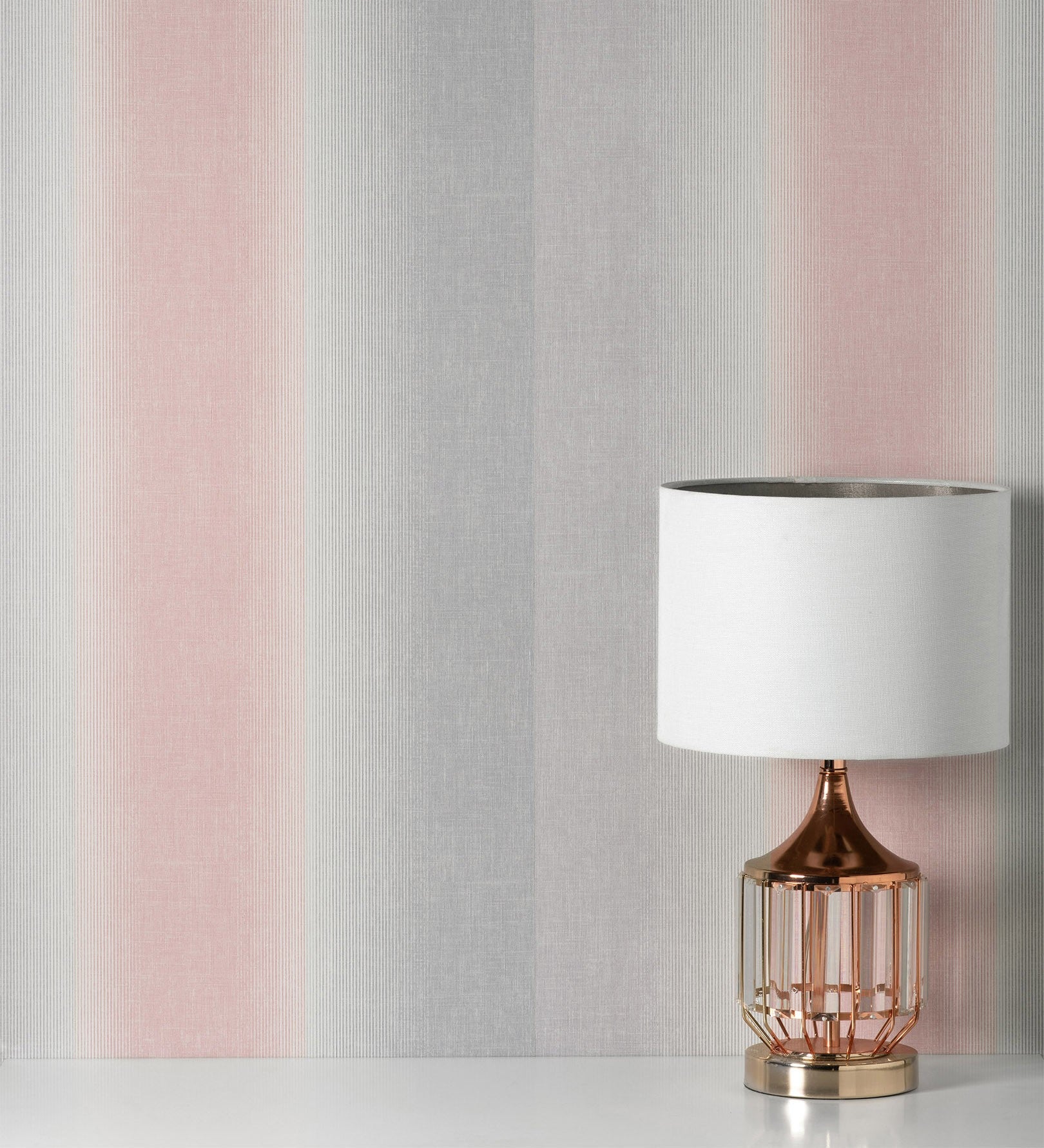 Papel pintado vinílico lavable de rayas gris y rosa con textura en relieve - oralia stripes 681316 de gaulan - rollo de 10 m x 0,53 m