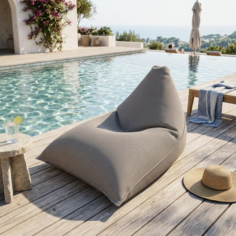 Pouf piscine XL flottant 140x120x90 cm extérieur piscine terrasse jardin SANS billes gris (LBF140120-1) - 3