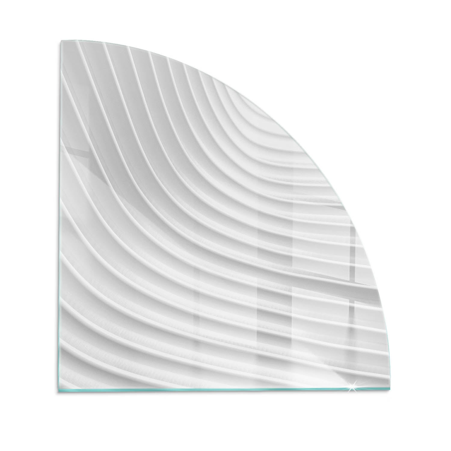 Placa de cristal para chimenea, zócalo protector diseño moderno | 1/4 100x100 | cuarto | ondulaciones de líneas delicadas