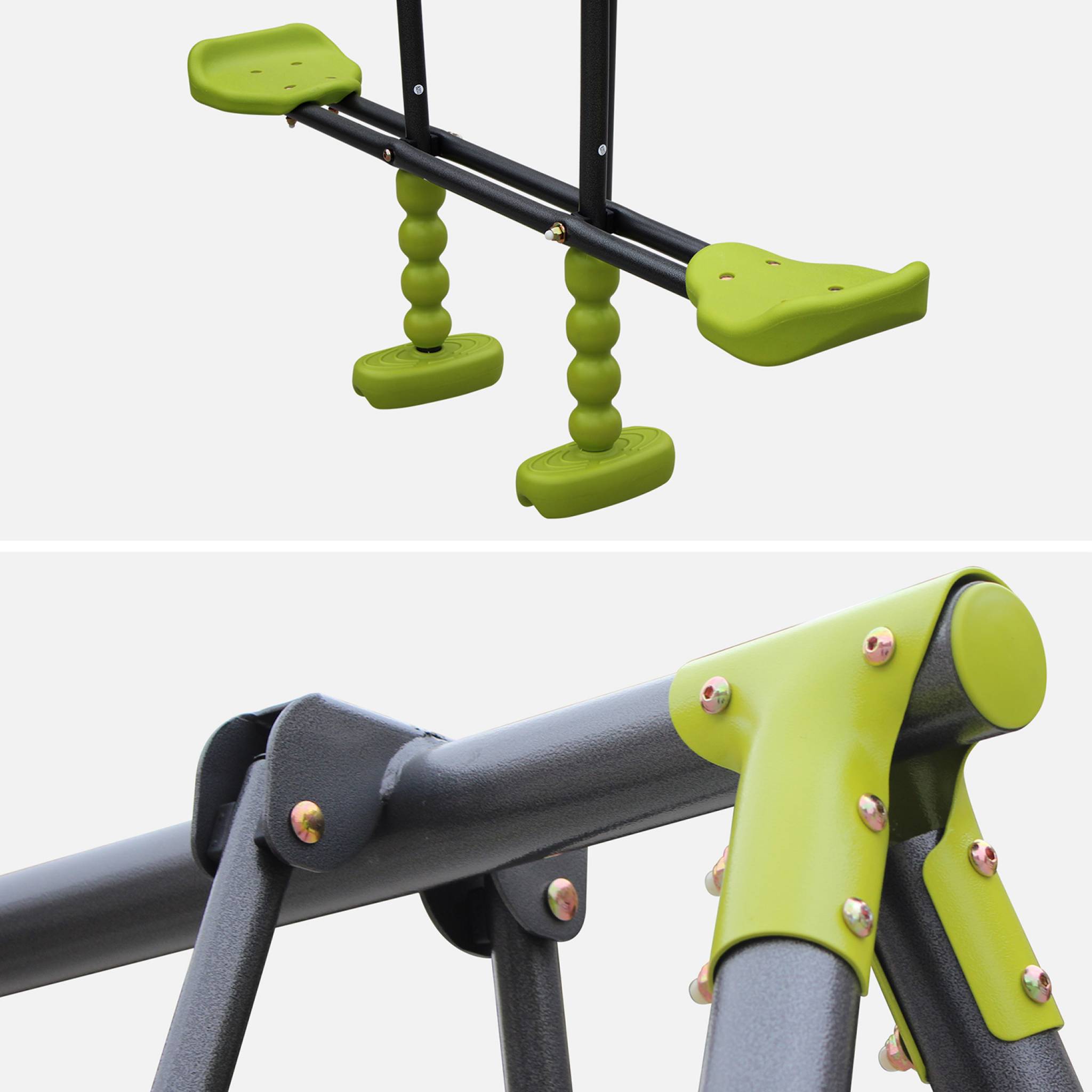 Balançoire 3 agrès - Tramontane - Portique avec 2 balançoires et 1 face à face. balancoire 195cm de hauteur TRAMONTANE - 3