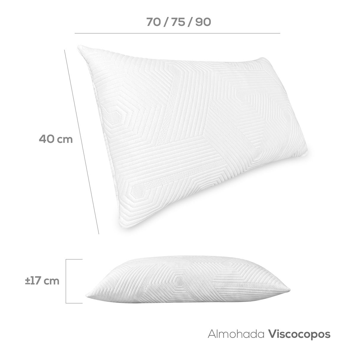 Almohada Viscoelástica Coposvisco - Hipoalérgenica - Altura 17cm - 105x40cm - 4