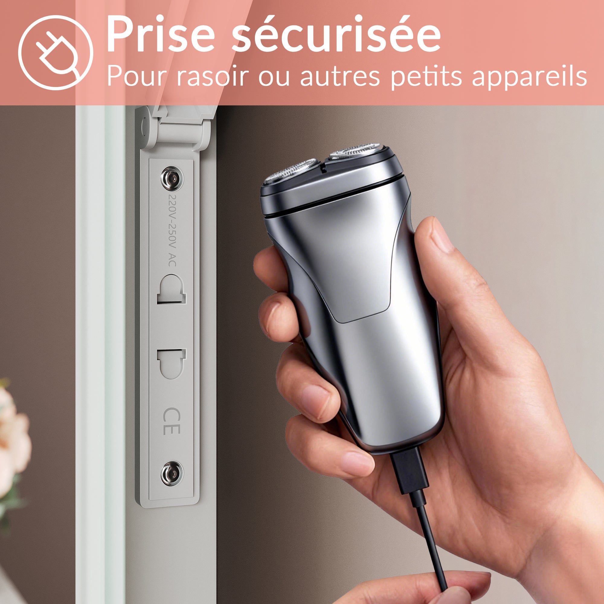 SIRHONA Miroir de Salle de Bain 120x70cm, Bluetooth,&nbsp;Anti-Buée Centrale, Lumière Bleue/Violette/Blanche, Prise Intégrée, Verre 5mm, Cadre Aluminium - 5