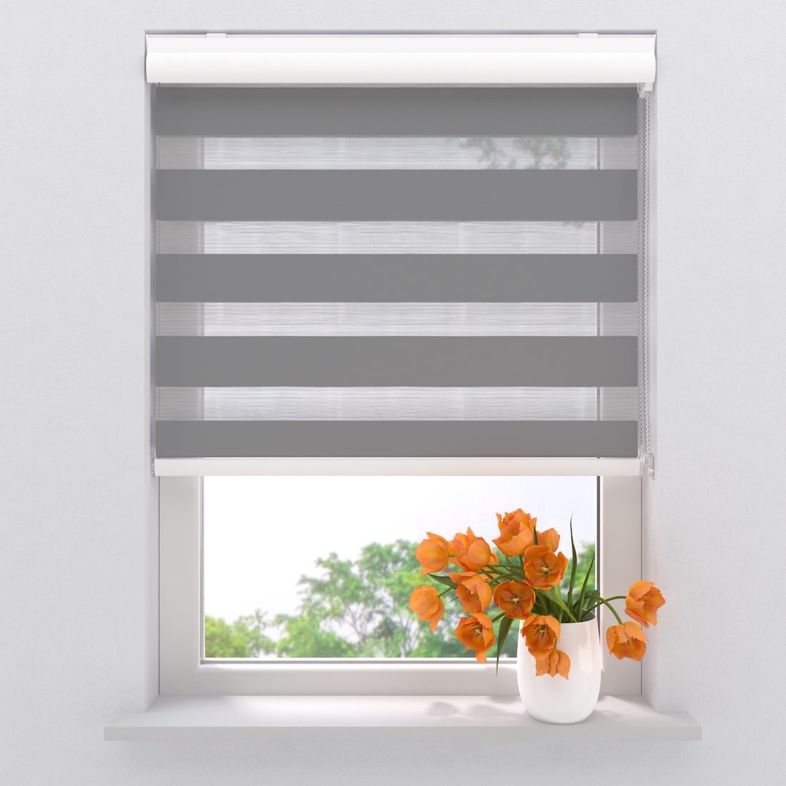 Store Enrouleur Jour/Nuit 130x175cm - Blanc Translucide/Transparent, Sans Perçage, Pour Fenêtres 40-220cm