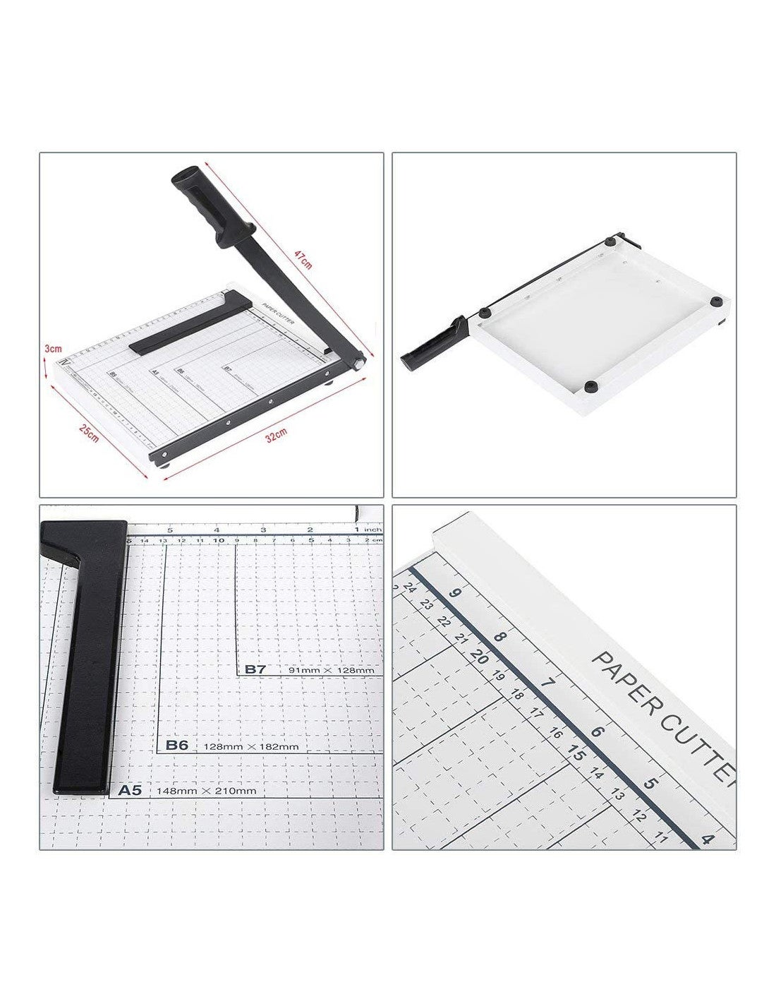TAGLIERINA A LEVA PER FOGLI A4 A5 B5 B6 B7 TAGLIA CARTA CON BARRA CENTIMETRATA - 3