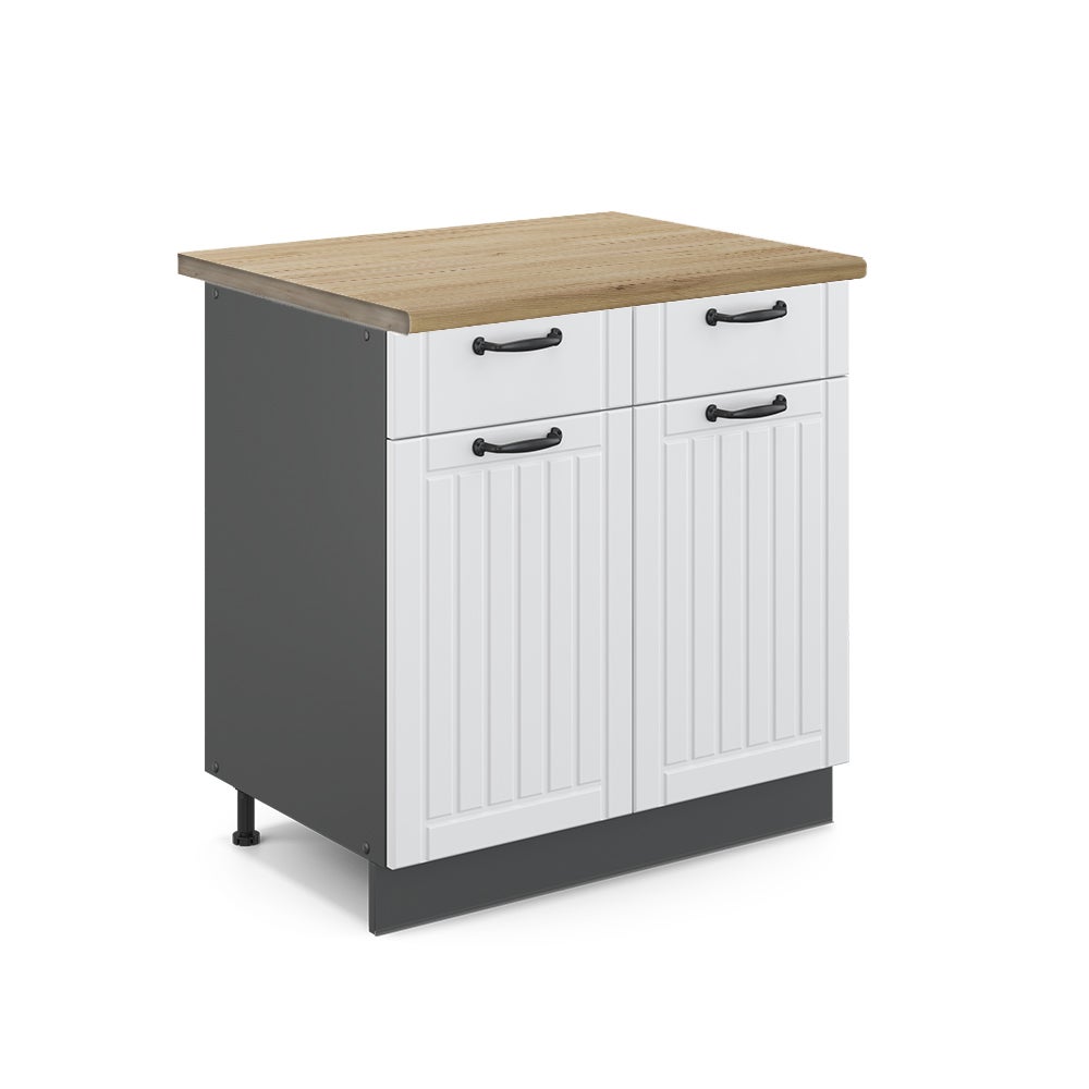 Vicco Szafka dolna do kuchni Fame-Line, Biały domek wiejski, 80 cm , BP Dąb