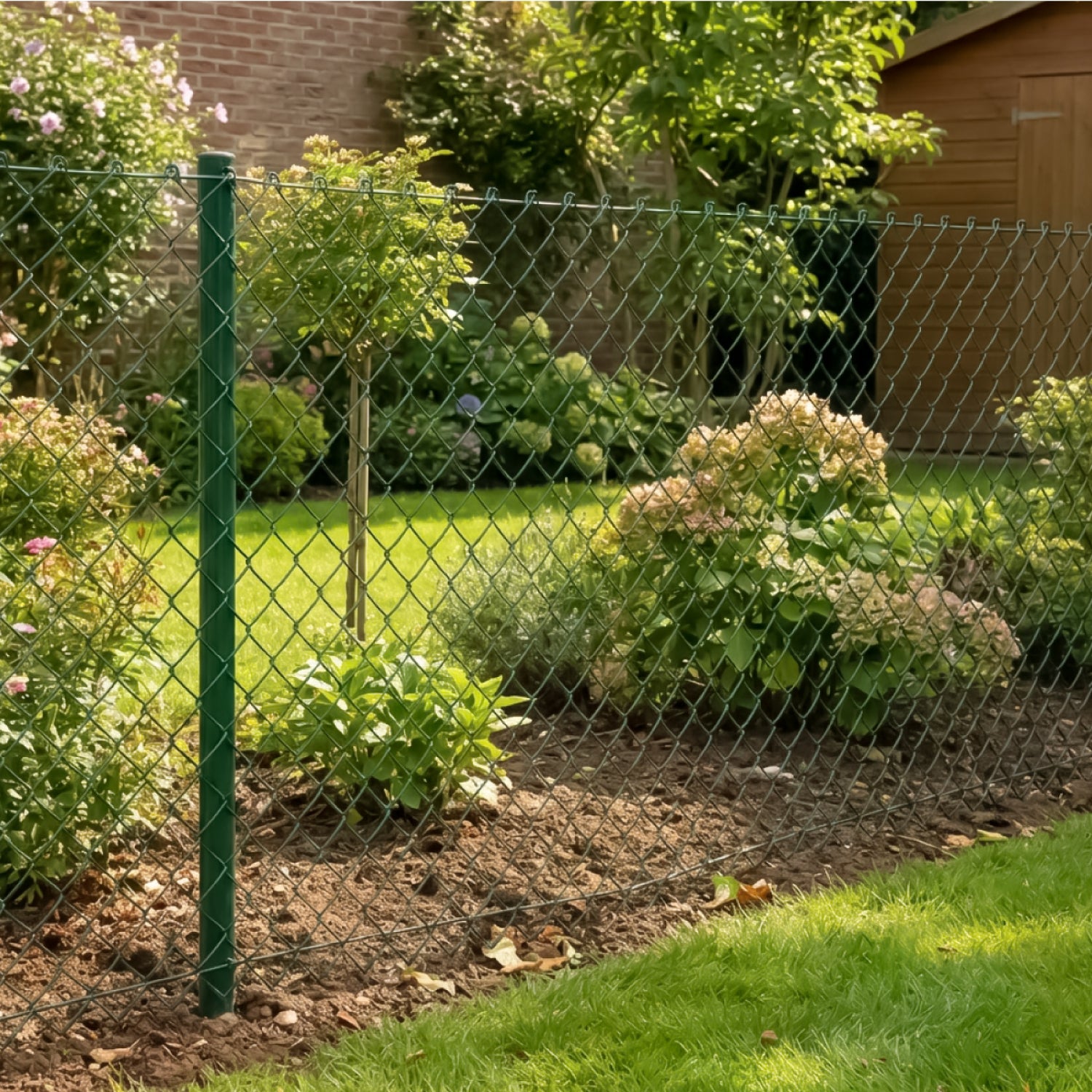 Grillage simple torsion plastifié pour clôture de jardin - 20 m x 1.5 m - Maille 5 x 5 cm - Diam 2.1 mm - Vert - Linxor - 4