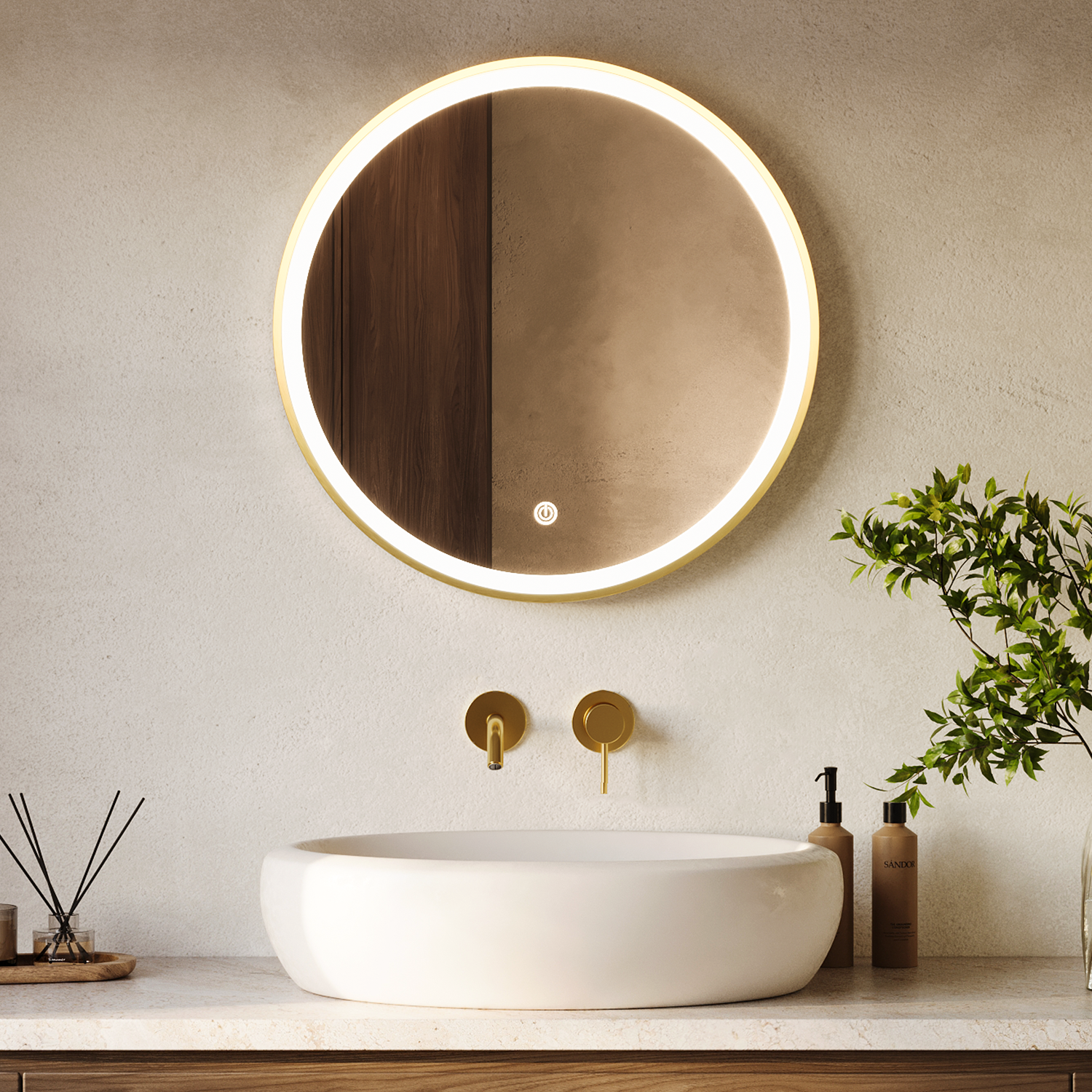 Sbrinatore a specchio rotondo con retroilluminazione a LED e Smart bagno personalizzato - Cina Specchio da parete, luce antiappannamento