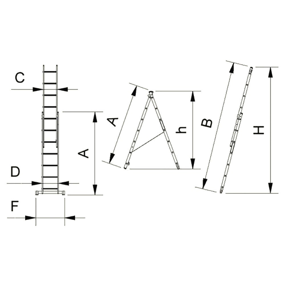 XTRA Echelle transformable en aluminium 2 plans 10 marches - 4