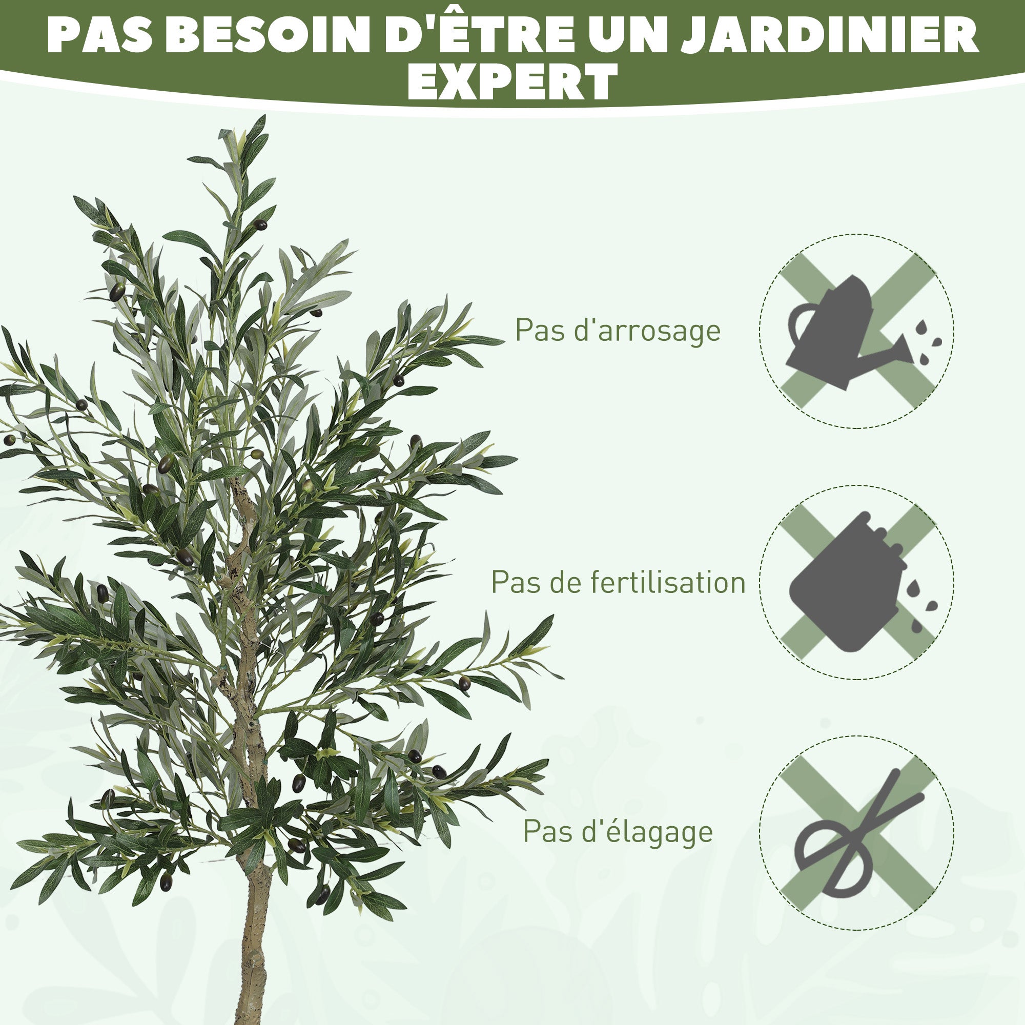 Olivier artificiel 180 cm plante artificielle intérieur, décoration pour maison, bureau, salon, chambre - 9