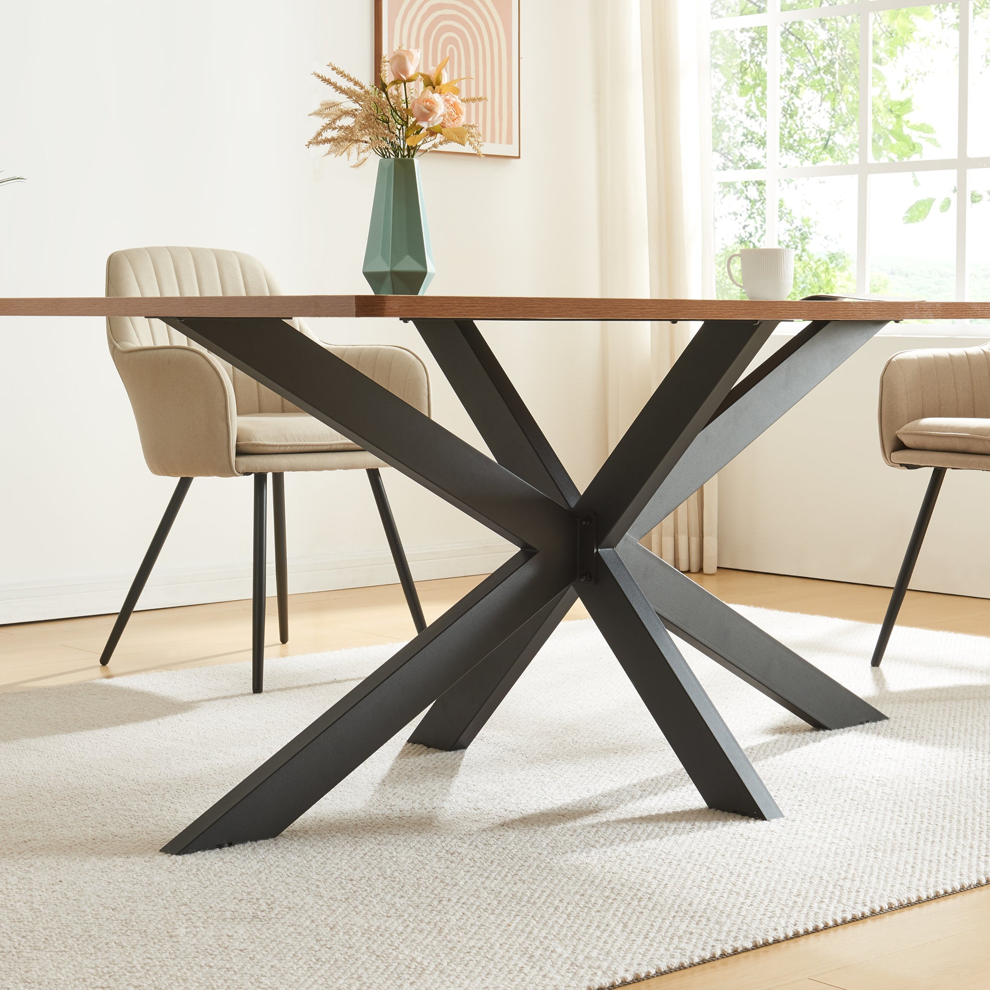 Structure de table Oberau acier 150 x 78 x 71 cm noir [en.casa] - 3