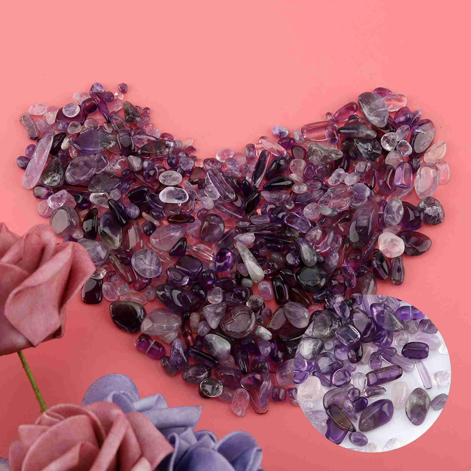 Pezzi di quarzo cristallino naturale frantumato (viola) - 6