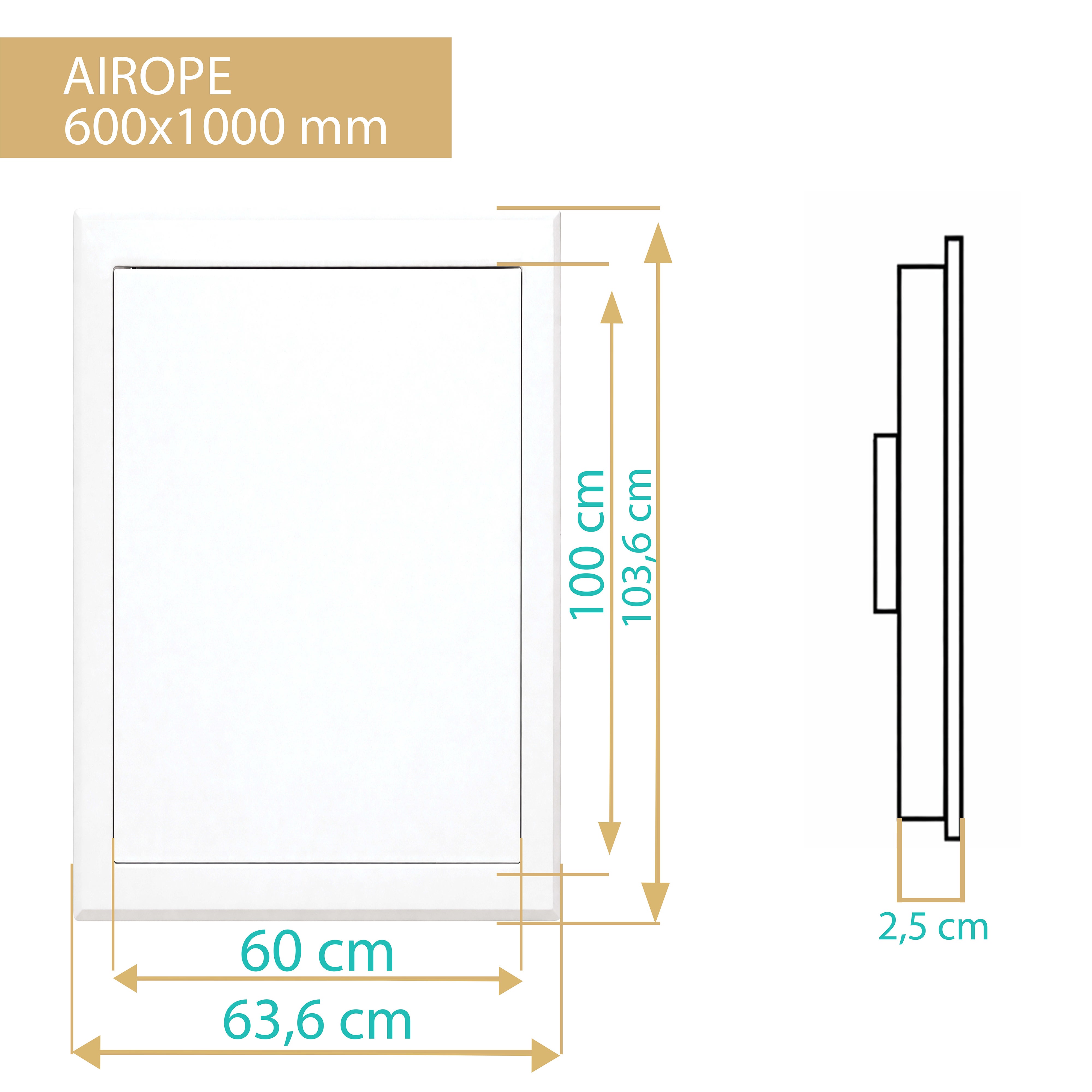 AIROPE–600x1000 MM Trappe de Visite en Acier Blanc,Fermeture à Loquet Sécurisé,Spéciale Plafond et Mur,Panneau d’Accès Compteur d’Eau,Baignoire,Tuyaux - 3