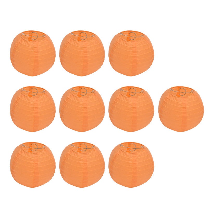 Lot de 10 lanternes chinoises rondes en papier de 15 cm (6 pouces), lanternes suspendues festives pour mariage et fête (orange). - 8