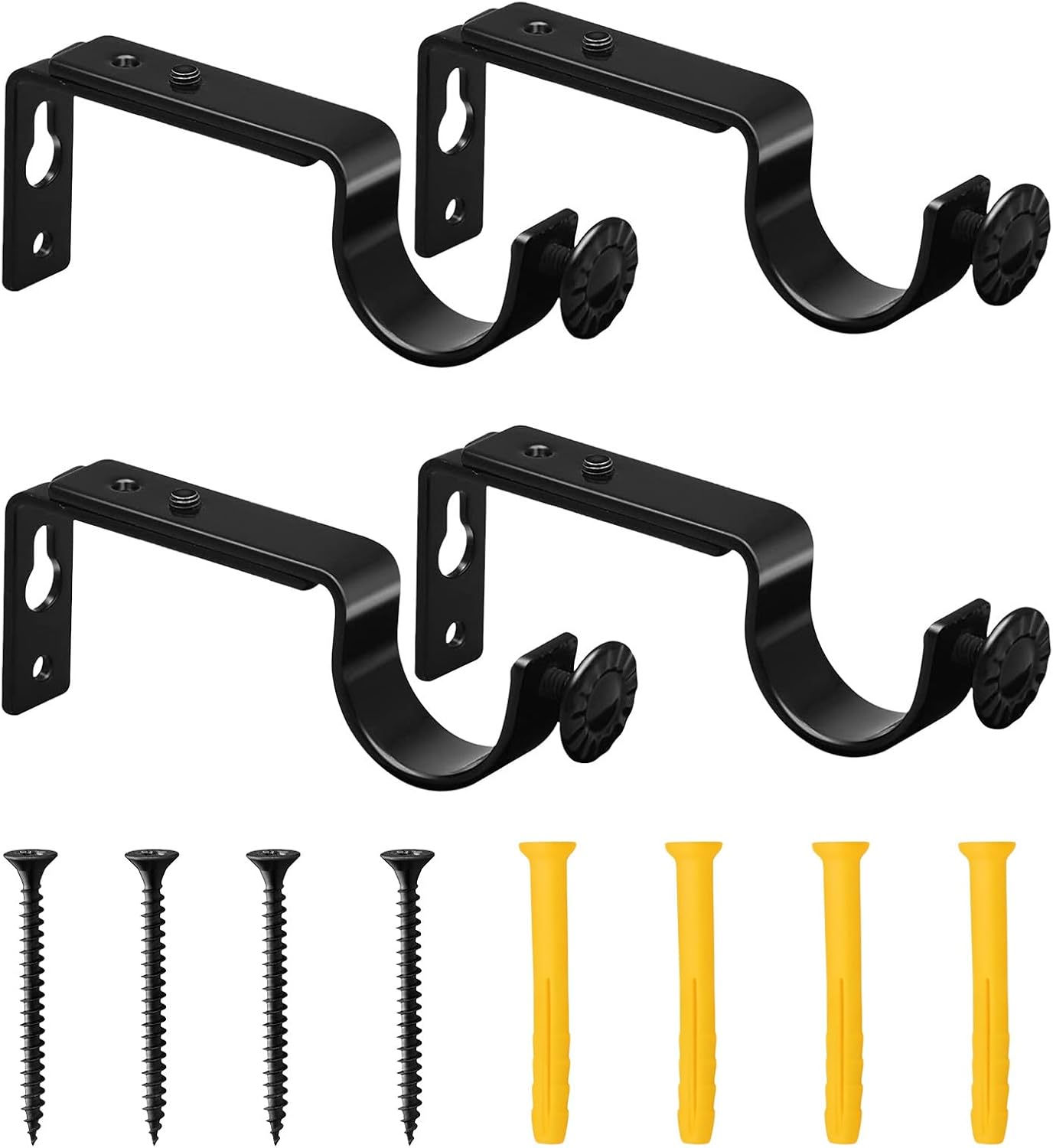 Support Rideau Lot de 4 supports de rideau réglables en métal avec vis en fer robustes ...