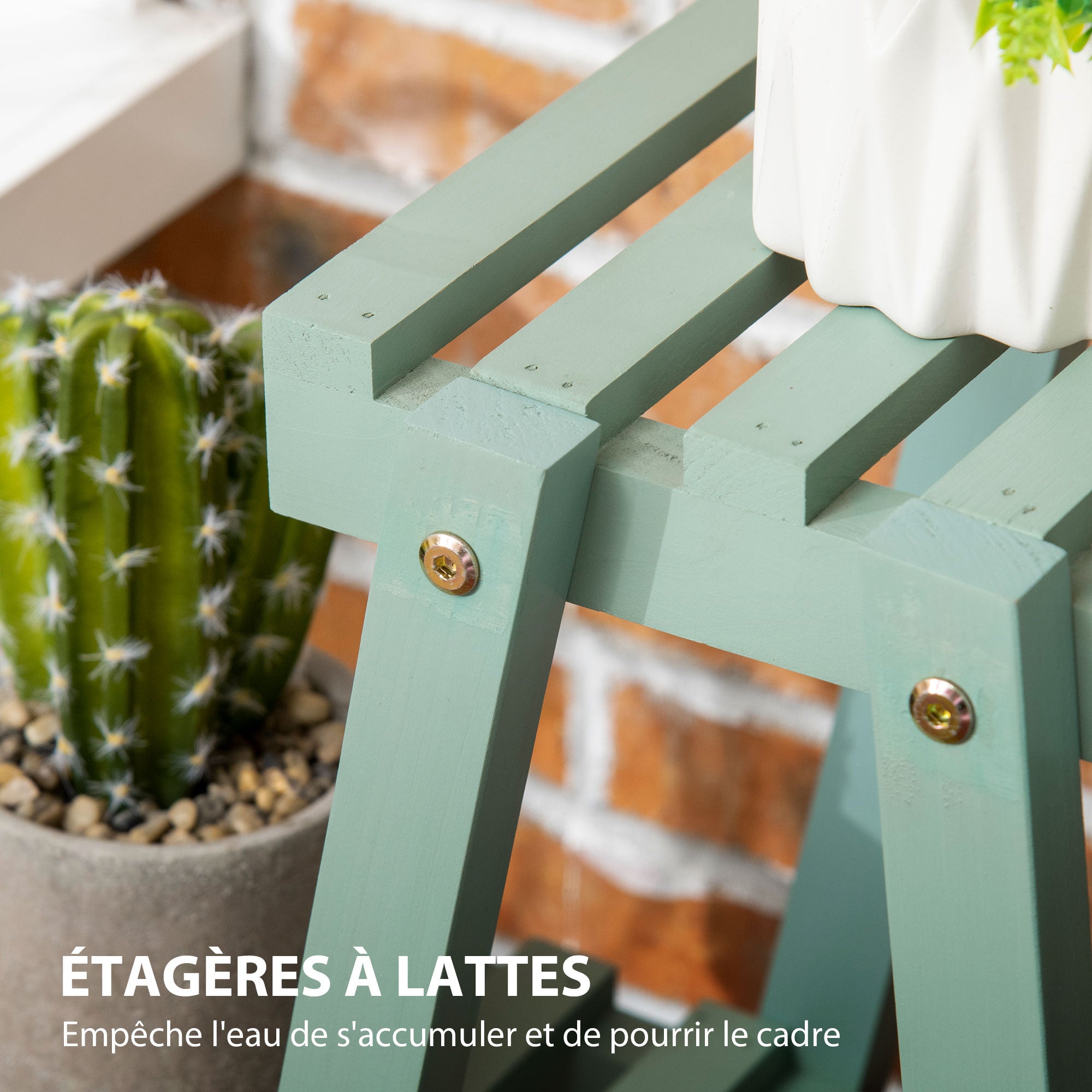 Outsunny - Étagère à plantes - Bois de sapin - 76x26x76cm - Vert - 6