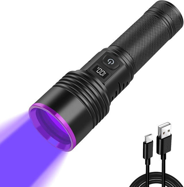 Lampe Torche UV 365nm - Rechargeable 30W LED, Idéale pour Détection d'Urine, Durcissement de Résine, Scène et Événements