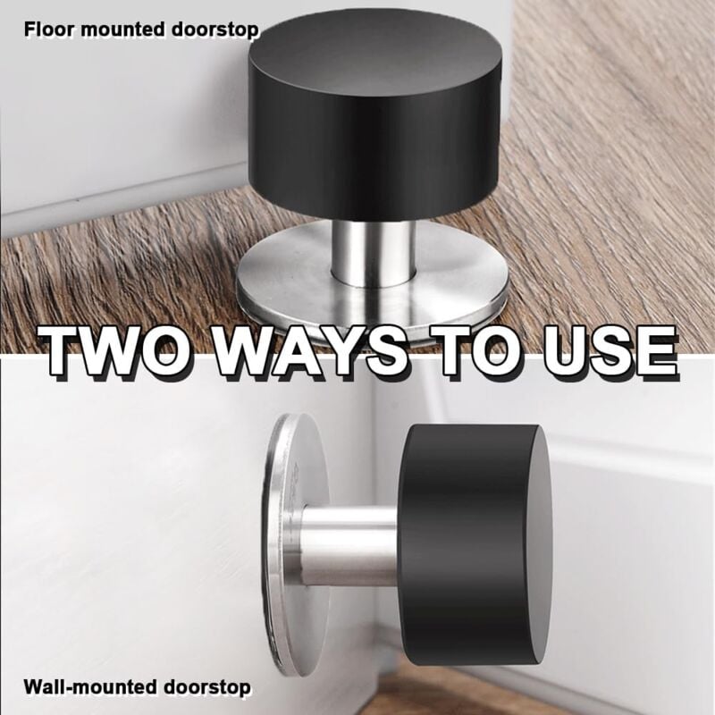 Lot de 4 butées de porte en caoutchouc, butées de porte auto-adhésives 3M pour plinthes, butées de porte fixées au mur pour atténuer - 4