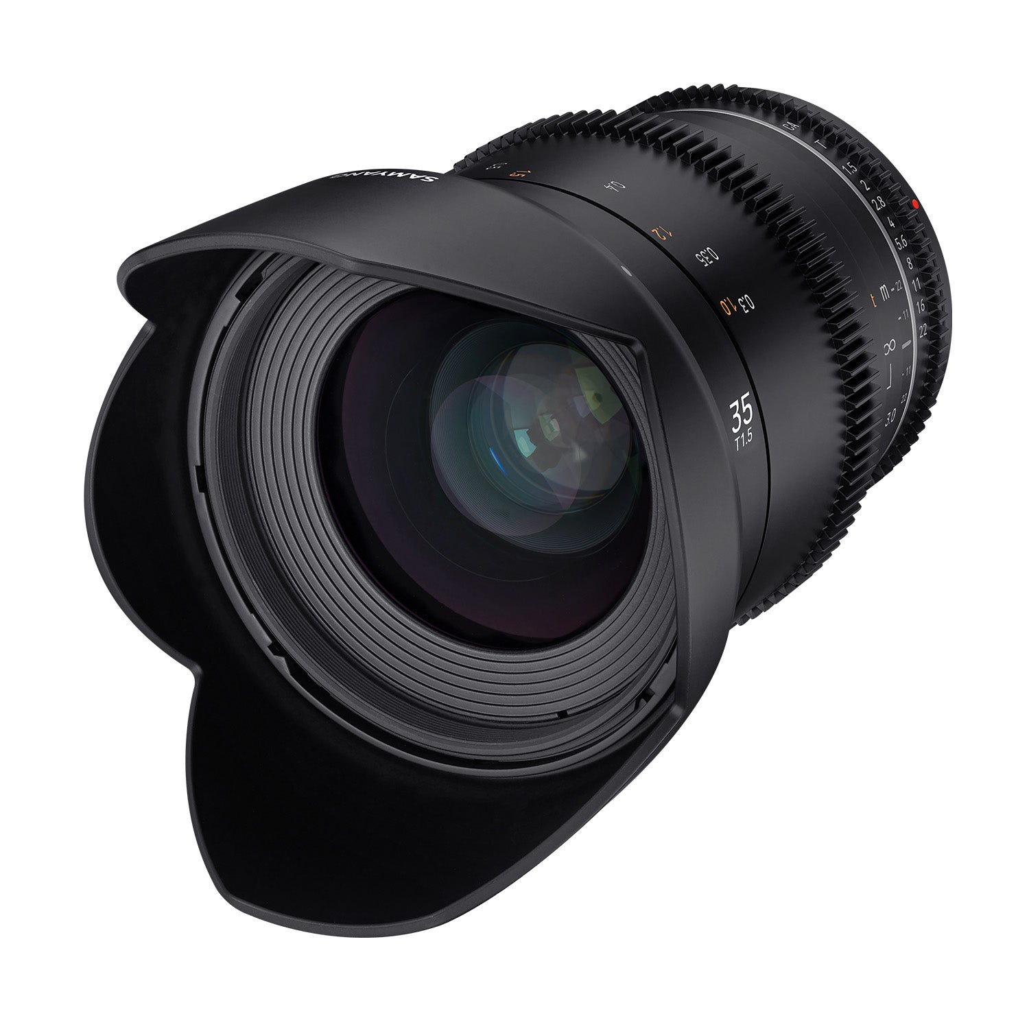 Samyang objetivo gran angular cine y vídeo mf 35mm t1,5 vdslr mk2 ef luminosidad t1.5 para montura canon ef, distancia focal fija de 35 mm, engrana...