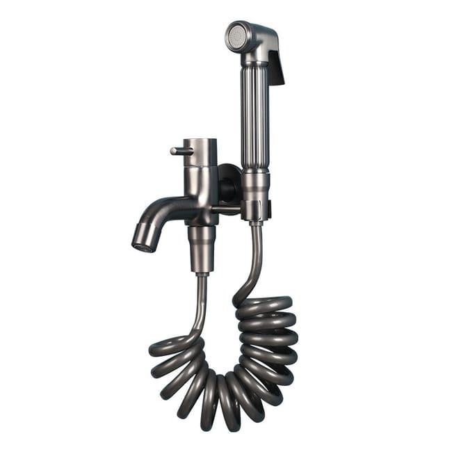 Robinet pour lavabo en laiton, robinet pour eau froide, mitigeur multifonction avec pistolet pulvérisateur, gris, mitigeur pour évier + pistolet