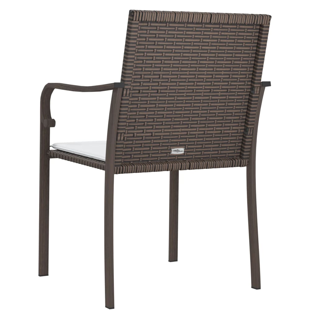 The Living Store - Chaises de jardin et coussins lot de 6 marron 56x59x84 cm rotin - 6