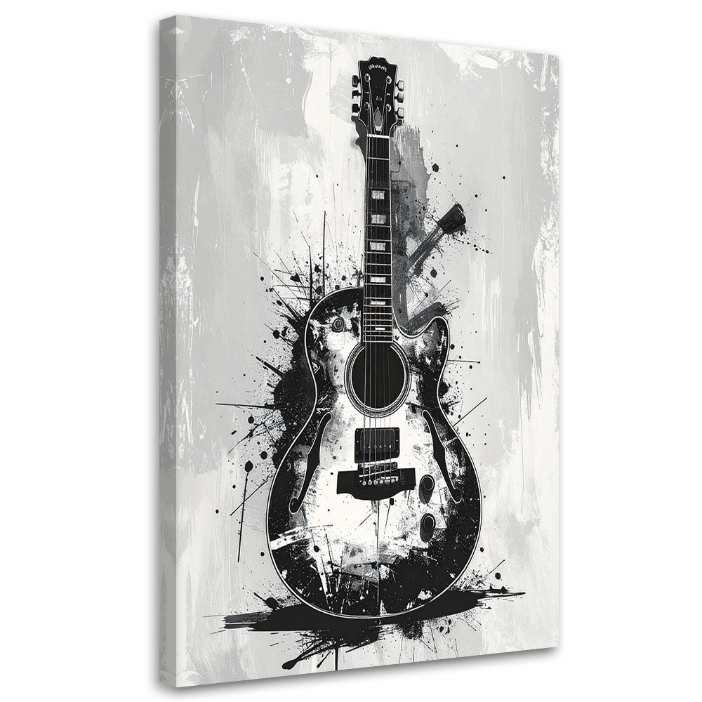 Obraz do salonu biura restauracji klubu muzycznego, Gitara instrumenty czarno biały 30x45