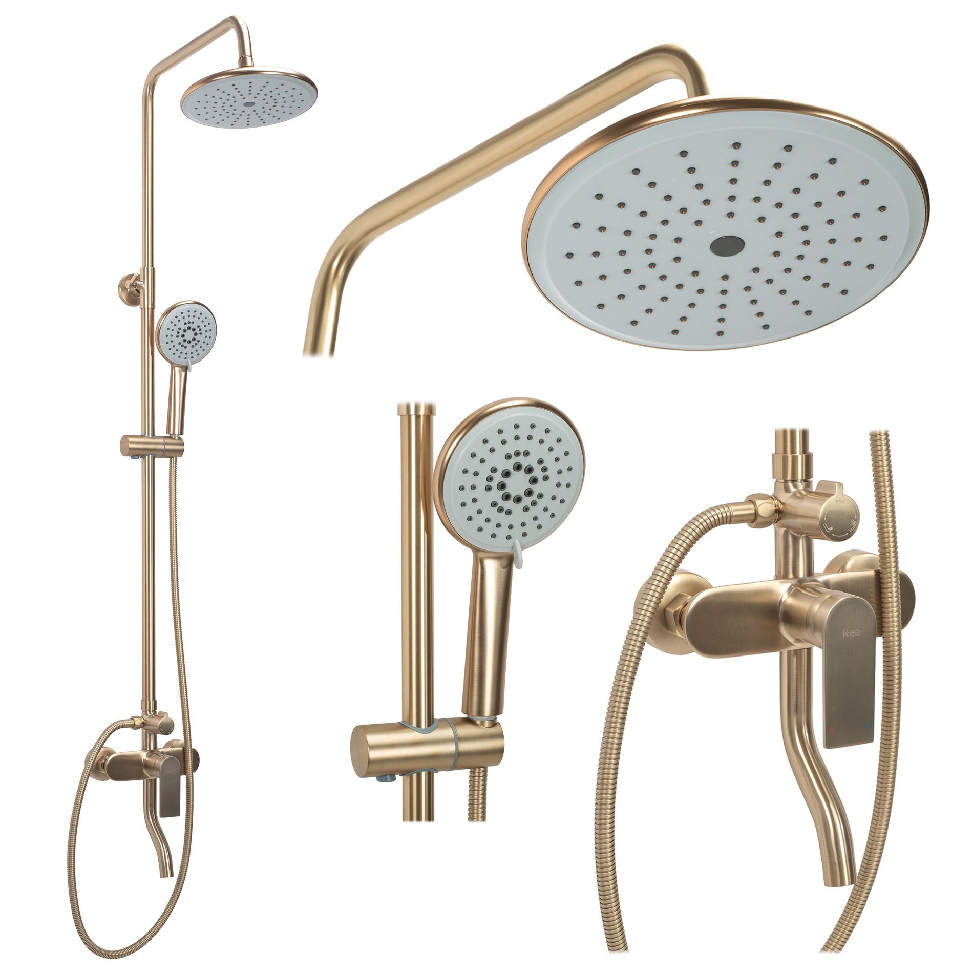 Zestaw Prysznicowy Rea VERSO Złoty Szczotkowany