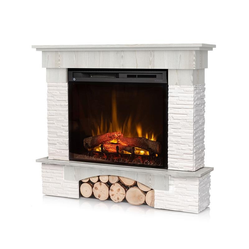 Kominek elektryczny 1400W ścienny 28" XHD grzewczy pilot LED dekor biała sosna Warmtec Porto