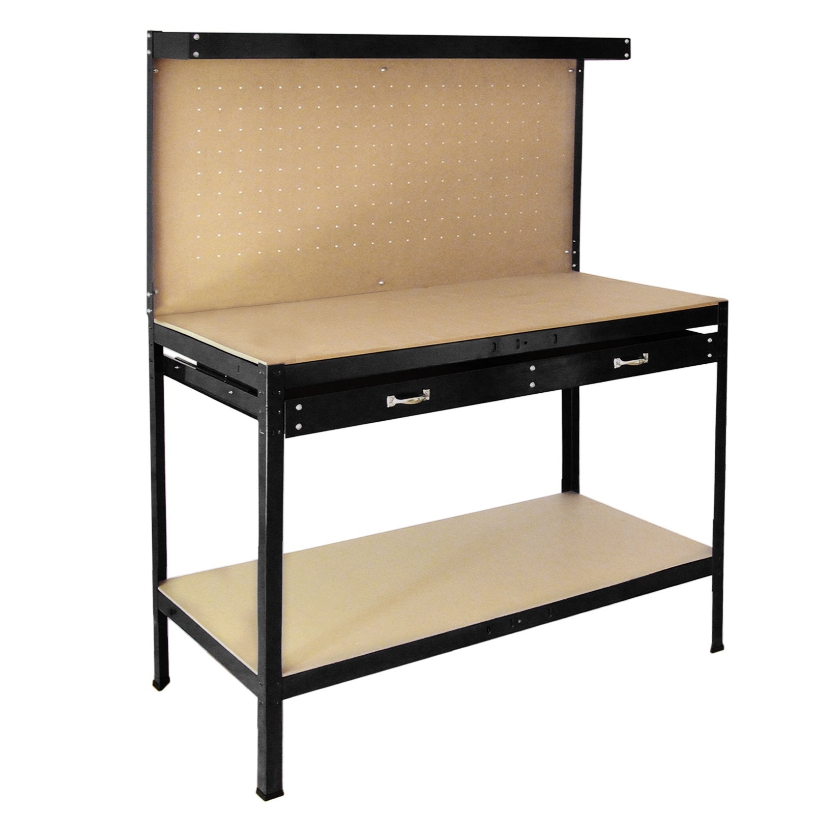 Établi de Travail en Acier Noir Robuste & Panneau Perforé 120 x 60 cm Capacité de 370 kg Assemblage Facile Sans Boulons - 8